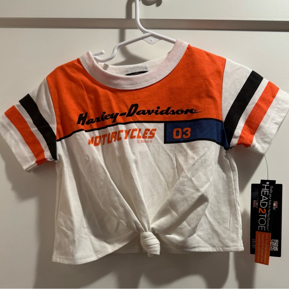 Harley-Davidson Kids Tee in Orange, White, and‎ Black Size 2